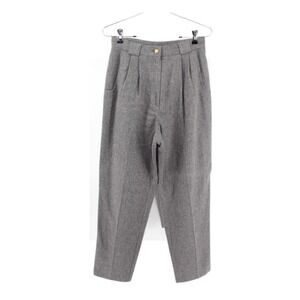 Savannah Vintage Wool Pants Women's 10 Gray High Rise Pleated Straight Tapered